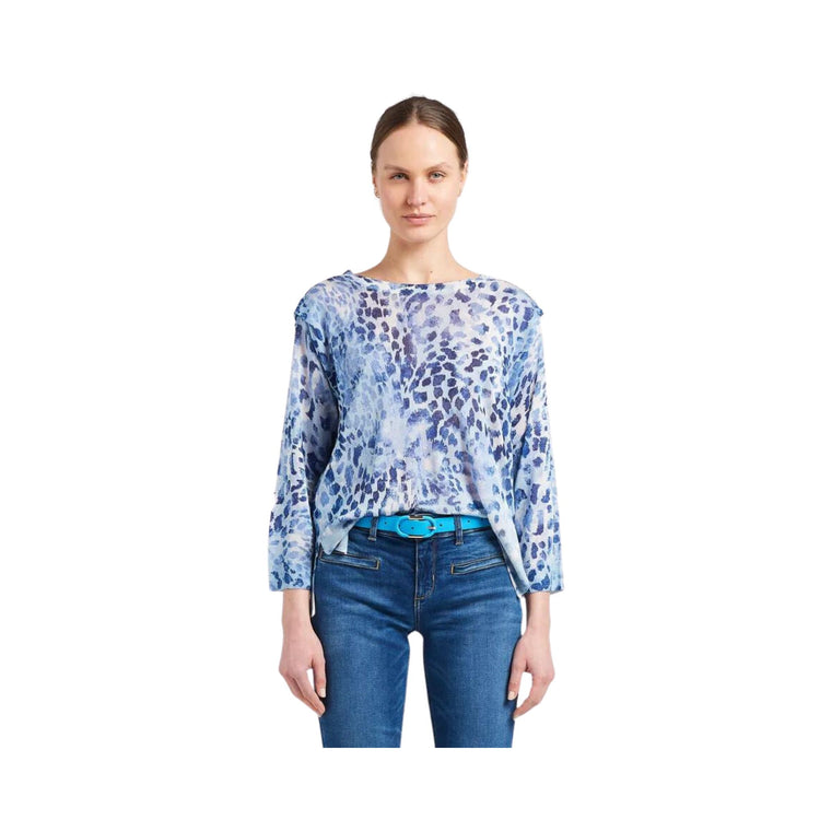 Women's crew-neck sweater with spotted pattern