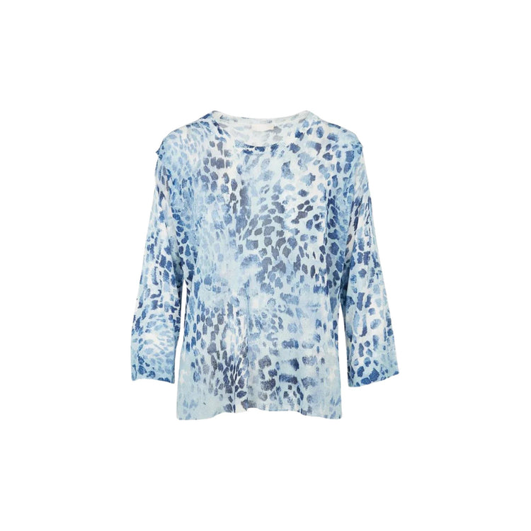 Women's crew-neck sweater with spotted pattern