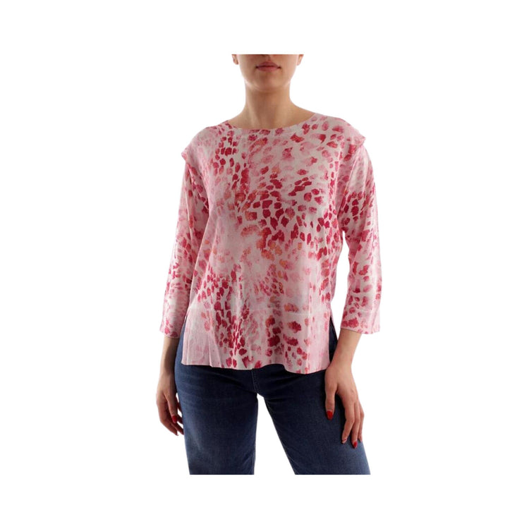 Women's crew-neck sweater with spotted pattern