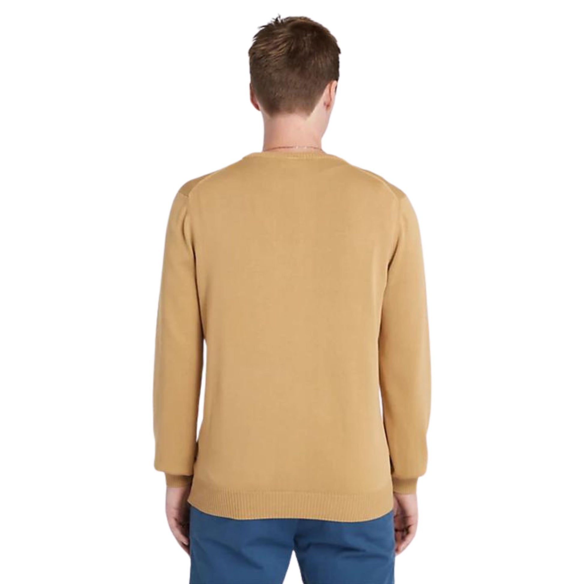 Retro modello con Maglione in cotone con girocollo e fondi a costine colore Giallo