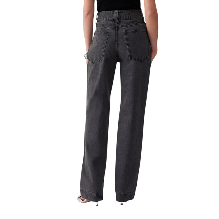 Jeans Donna lavaggio Nero a vita alta