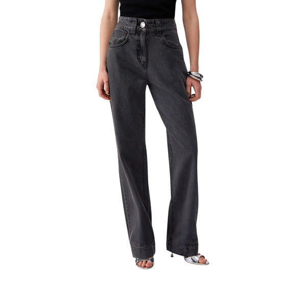Jeans Donna lavaggio Nero a vita alta