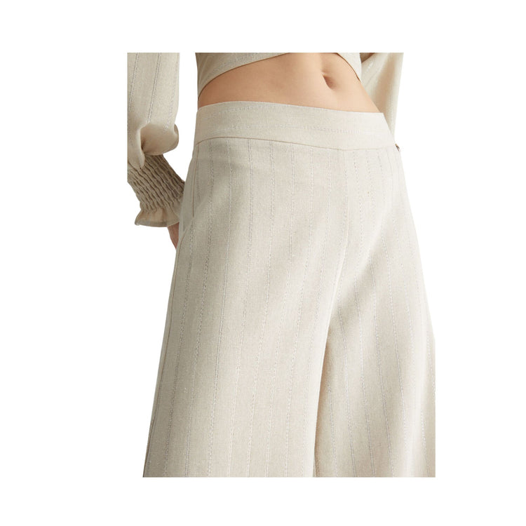 Dettaglio frontale Pantalone Donna a Palazzo Beige