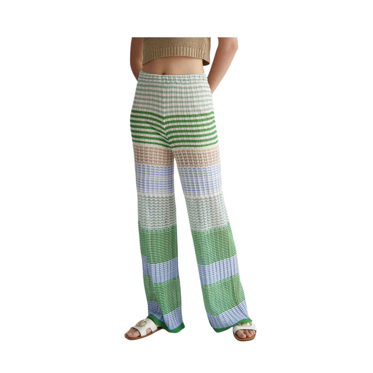 Pantalon femme en maille palazzo