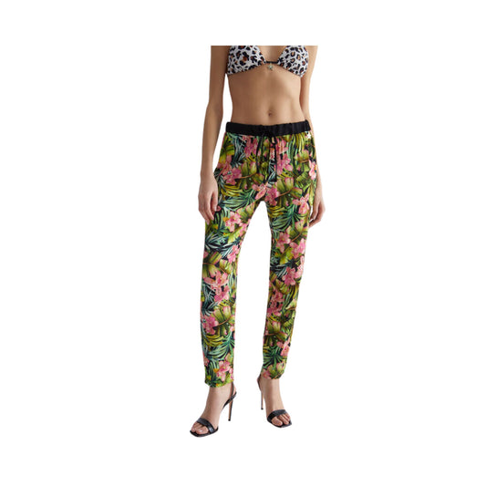 Women's trousers with tropical print