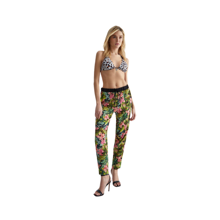 Women's trousers with tropical print