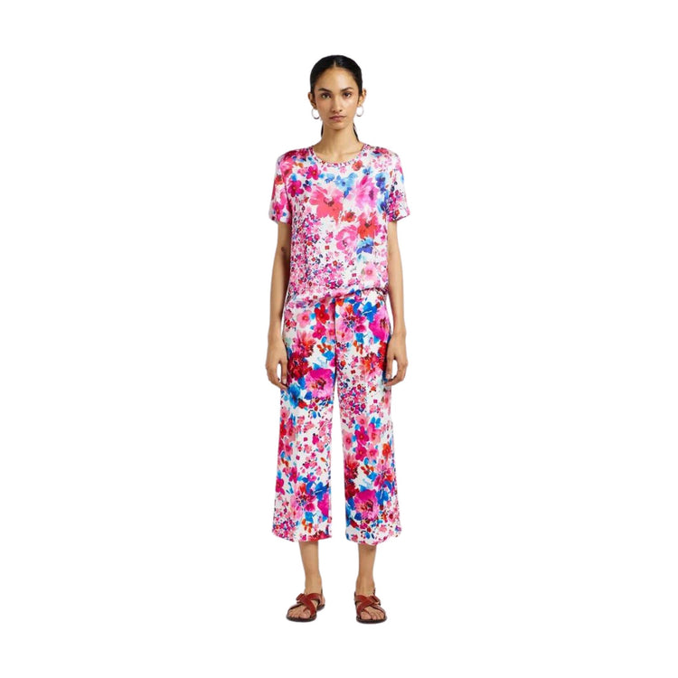 Pantalone Donna cropped con stampa floreale