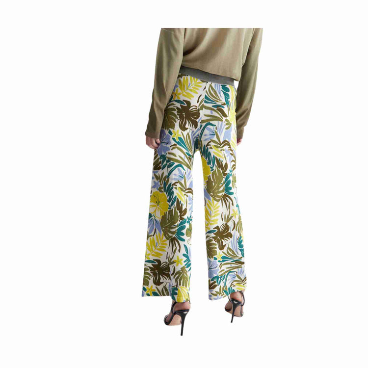 Pantalone Donna con stampa floreale e inserti in lurex