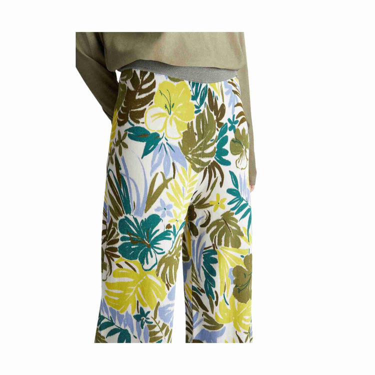 Pantalone Donna con stampa floreale e inserti in lurex