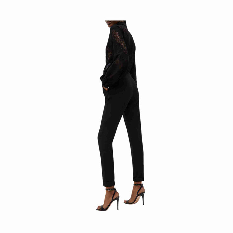Pantaloni In Twill Stretch Donna - Nero