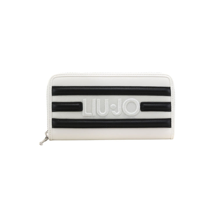 Portefeuille femme à rayures contrastées