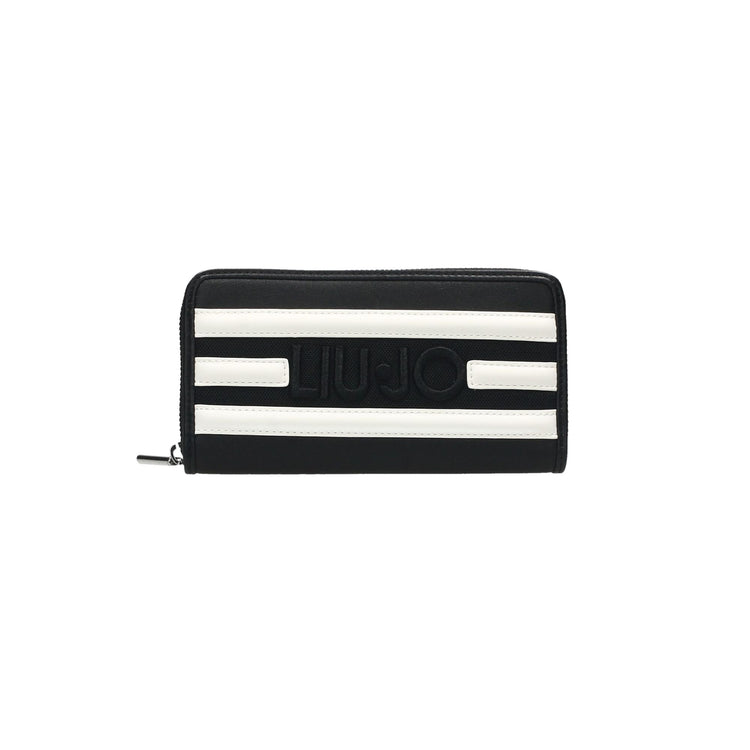 Portefeuille femme à rayures contrastées