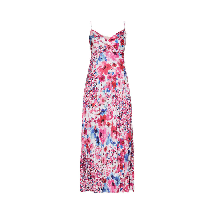 Women's printed satin dress - Foulard print
