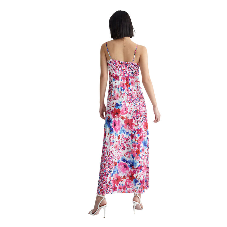 Women's printed satin dress - Foulard print