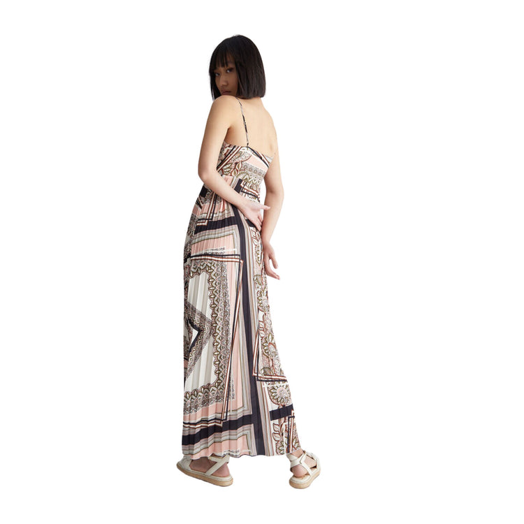 Women's printed satin dress - Foulard print
