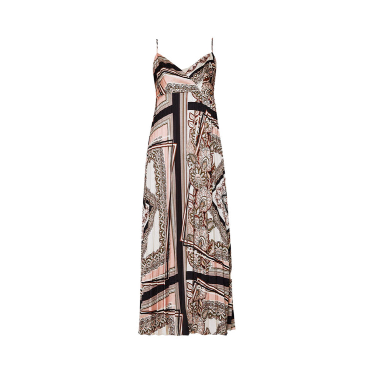 Women's printed satin dress - Foulard print