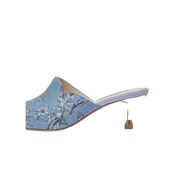 Sabot Donna in denim con tacco