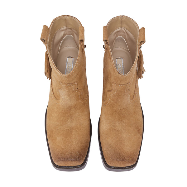Stivaletti texani Donna in suede con frange