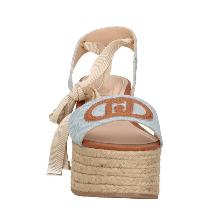 Sandalo donna con zeppa light blu