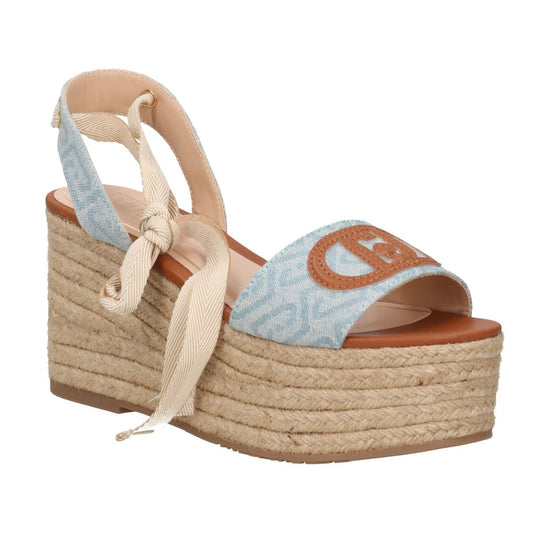 Sandalo donna con zeppa light blu