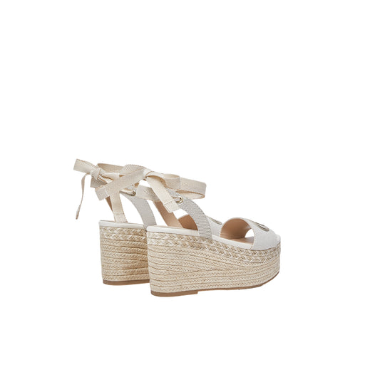 Sandali con zeppa da donna in bianco e lacci regolabili