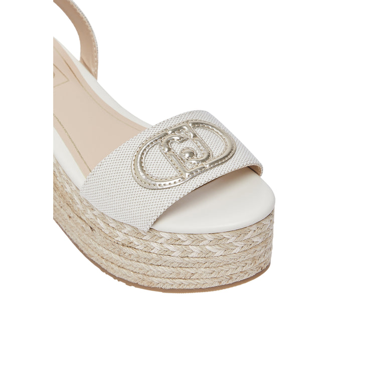 Sandali con zeppa da donna in bianco e lacci regolabili