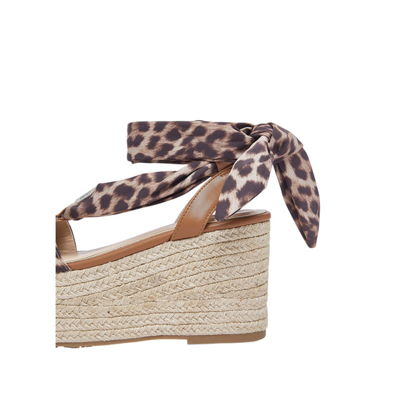 Sandali con zeppa e foulard leopardato animalier