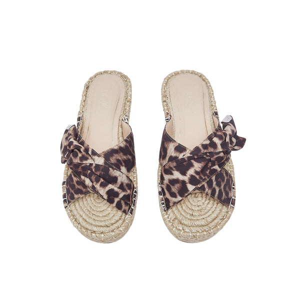 Ciabatte in corda con stampa animalier