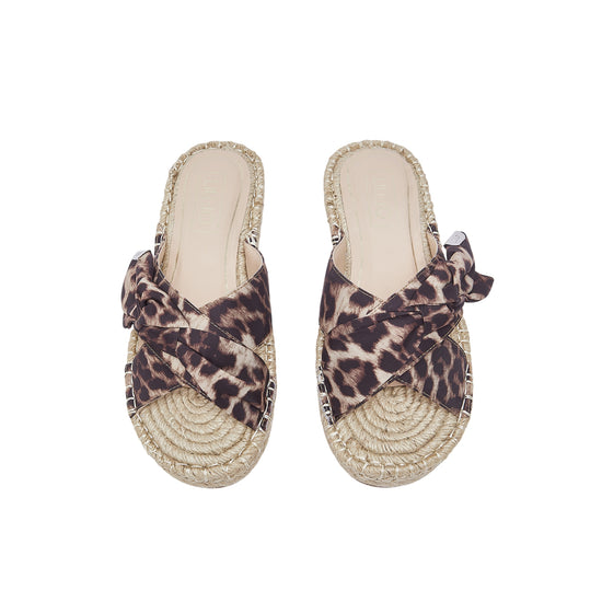 Ciabatte in corda con stampa animalier