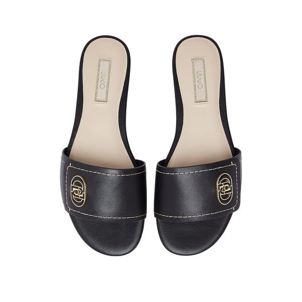 Ciabatte Donna flat in pelle nera
