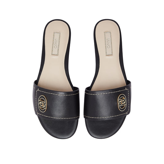 Ciabatte Donna flat in pelle nera