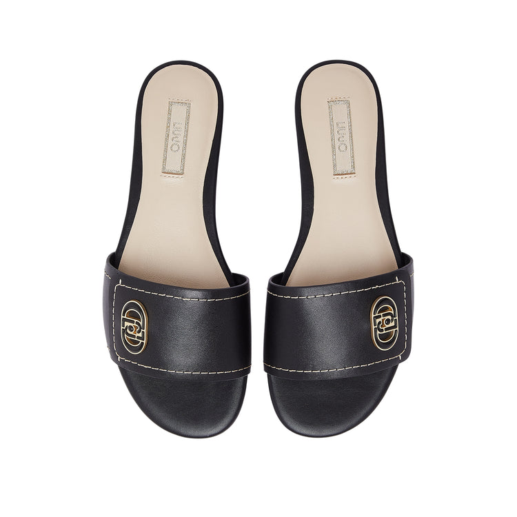 Ciabatte Donna flat in pelle nera