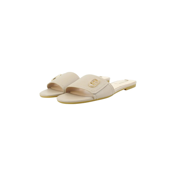 Ciabatte Donna flat in pelle beige