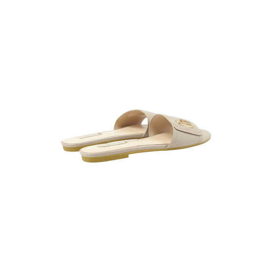 Ciabatte Donna flat in pelle beige