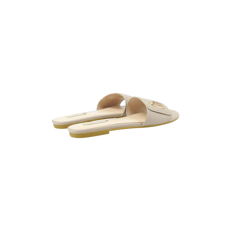 Ciabatte Donna flat in pelle beige