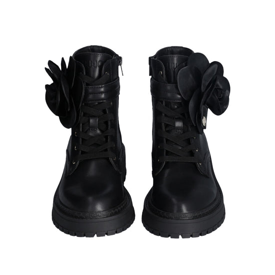 Women's Leather Amphibians with Black Flower - Main Image