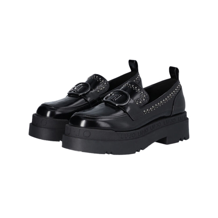 Mocassini Platform Donna con borchie nero