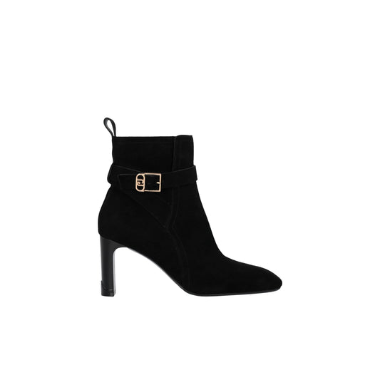 Stivaletti Donna in suede nero con tacco
