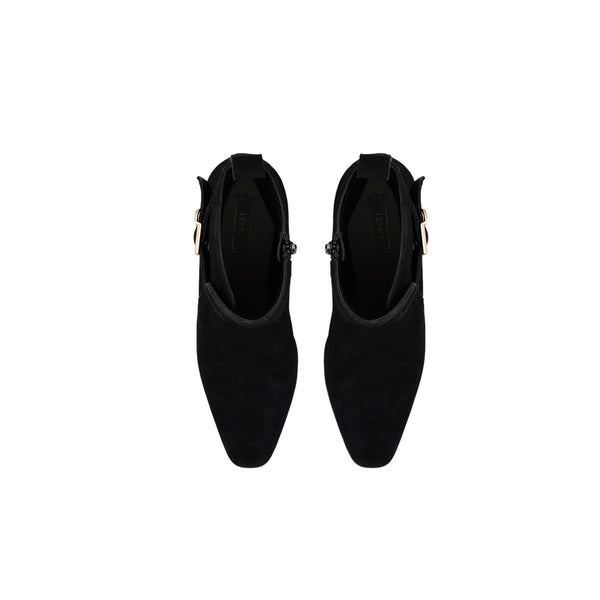 Stivaletti Donna in suede nero con tacco