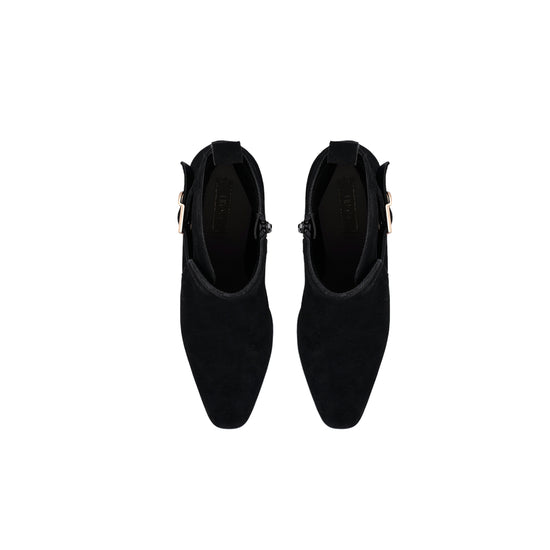 Stivaletti Donna in suede nero con tacco