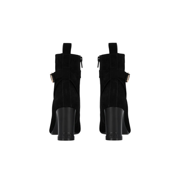 Stivaletti Donna in suede nero con tacco retro