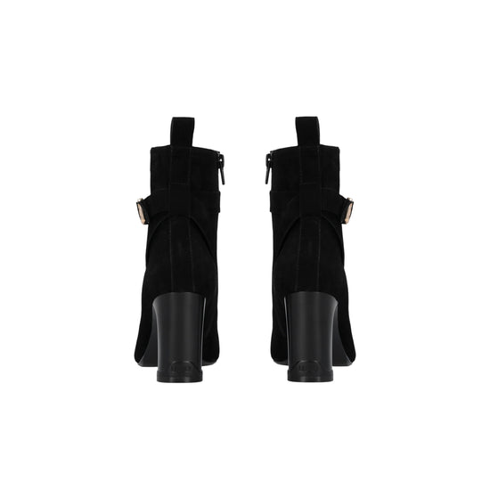 Stivaletti Donna in suede nero con tacco retro