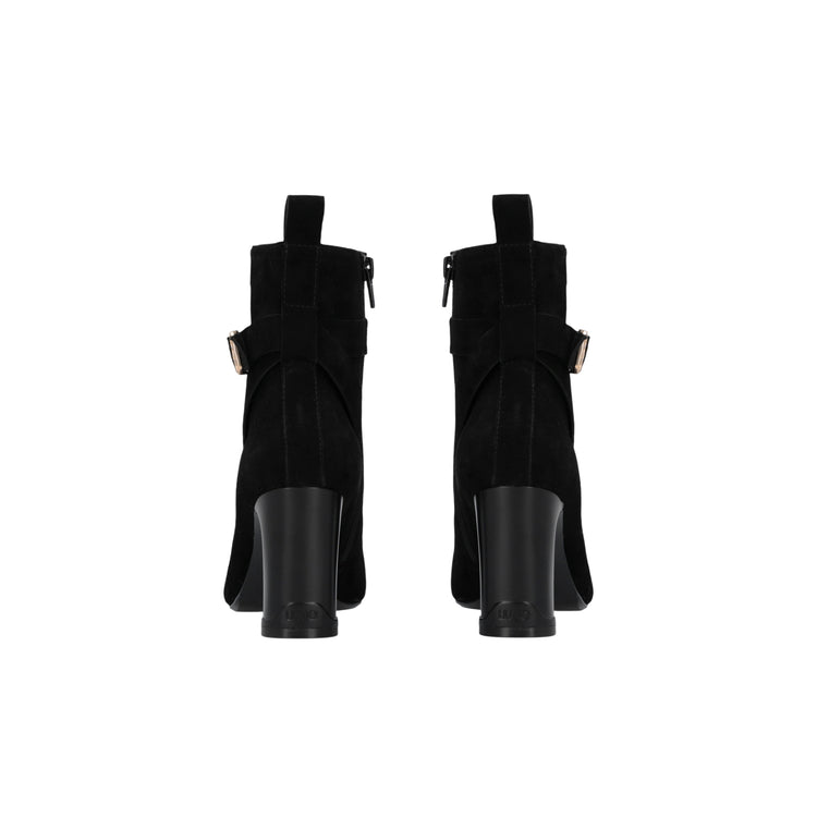 Stivaletti Donna in suede nero con tacco retro