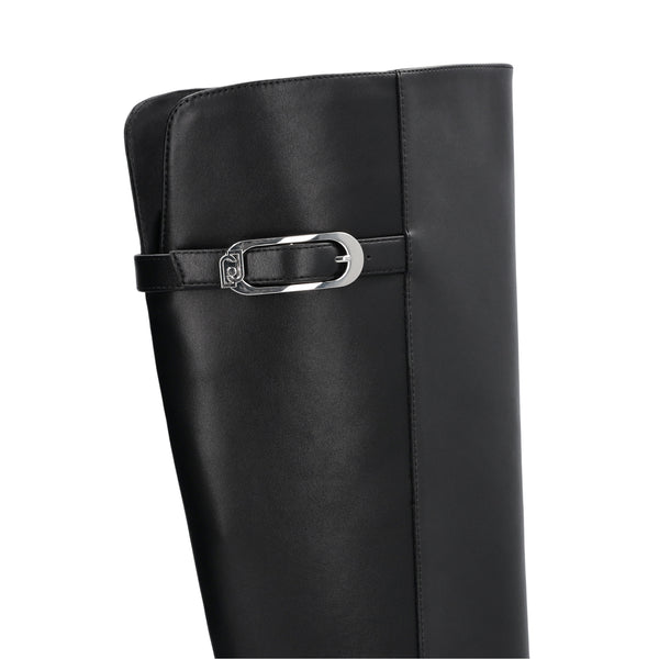 Stivali alti Donna con tacco largo Nero dettaglio fibbia 