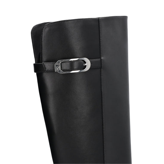 Stivali alti Donna con tacco largo Nero dettaglio fibbia 