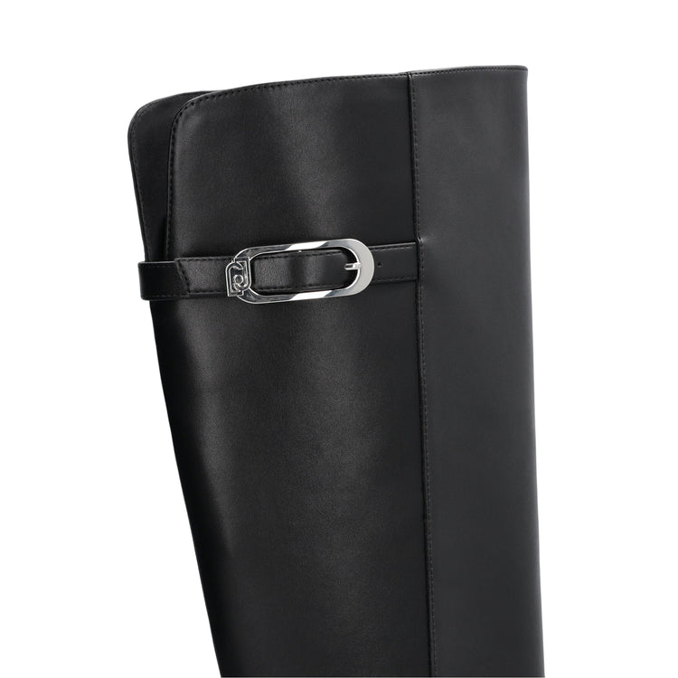 Stivali alti Donna con tacco largo Nero dettaglio fibbia 