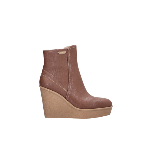 Stivaletti Donna in pelle con zeppa Marrone