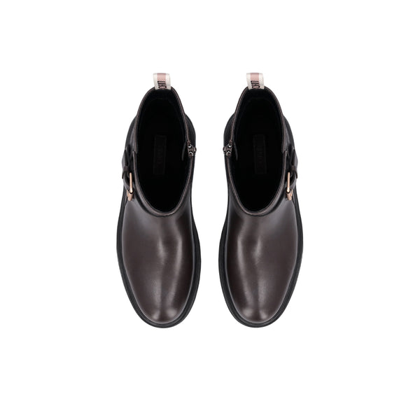 Stivali biker Donna in pelle marrone scuro