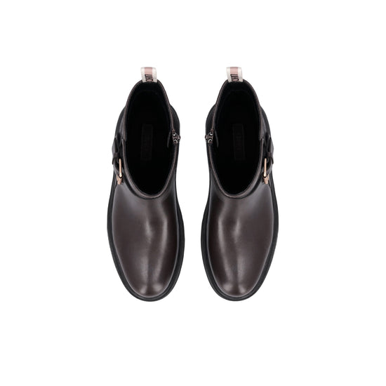 Stivali biker Donna in pelle marrone scuro