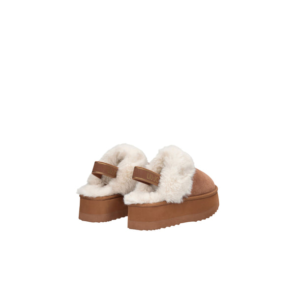 Sabot platform Donna con cinturino con logo Marrone retro